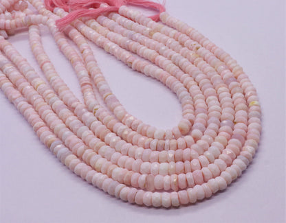 Pink Opal Faceted Rondelle Beads Natural Pink Opal Rondelle Beads Natural Opal Beads 7 MM Opal Rondelle Beads for Designer Jewelry Making