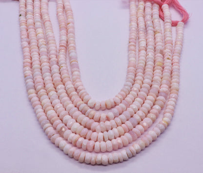 Pink Opal Faceted Rondelle Beads Natural Pink Opal Rondelle Beads Natural Opal Beads 7 MM Opal Rondelle Beads for Designer Jewelry Making