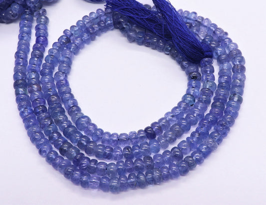 Tanzanite Smooth Rondelle Beads 4MM Natural Tanzanite Rondelle Beads Blue Tanzanite Smooth Rondelle Beads for Designer Jewelry Making Craft
