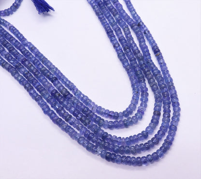 Tanzanite Smooth Rondelle Beads 4MM Natural Tanzanite Rondelle Beads Blue Tanzanite Smooth Rondelle Beads for Designer Jewelry Making Craft
