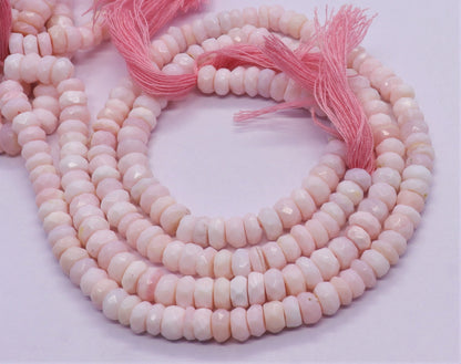 Pink Opal Faceted Rondelle Beads Natural Pink Opal Rondelle Beads Natural Opal Beads 7 MM Opal Rondelle Beads for Designer Jewelry Making