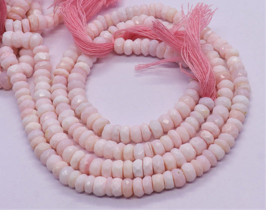Pink Opal Faceted Rondelle Beads Natural Pink Opal Rondelle Beads Natural Opal Beads 7 MM Opal Rondelle Beads for Designer Jewelry Making