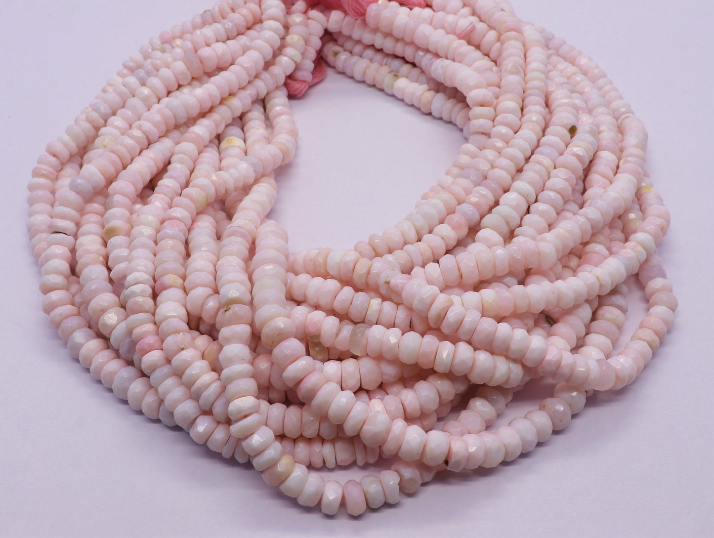 Pink Opal Faceted Rondelle Beads Natural Pink Opal Rondelle Beads Natural Opal Beads 7 MM Opal Rondelle Beads for Designer Jewelry Making