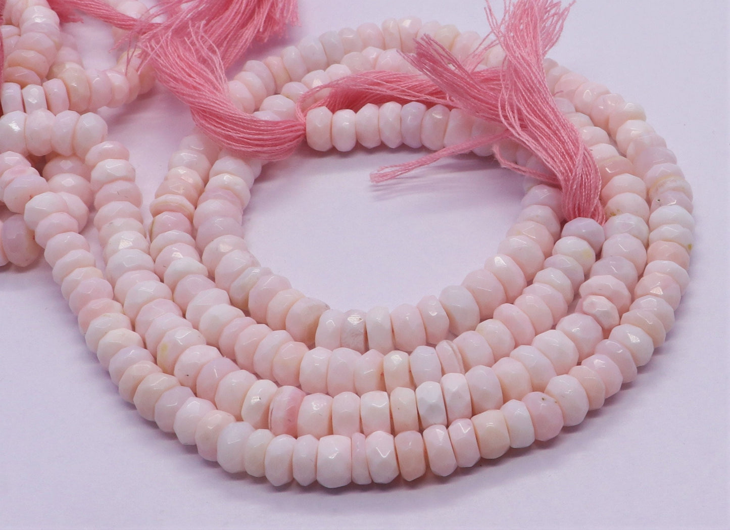 Pink Opal Faceted Rondelle Beads Natural Pink Opal Rondelle Beads Natural Opal Beads 7 MM Opal Rondelle Beads for Designer Jewelry Making