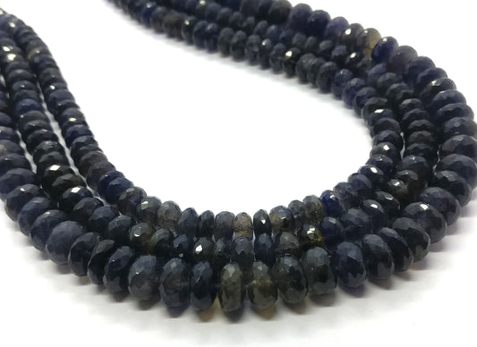 Iolite Faceted Rondelle Beads Dark Blue Iolite Beads Faceted Iolite Rondelle Beads Natural Iolite Beads for Designer Jewelry Making Craft