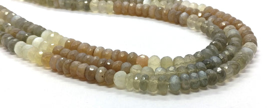 Multi Moonstone Faceted Rondelle Beads Natural Multi Moonstone Rondelle Beads Moonstone Gemstone Beads for Handmade Jewelry Making Craft