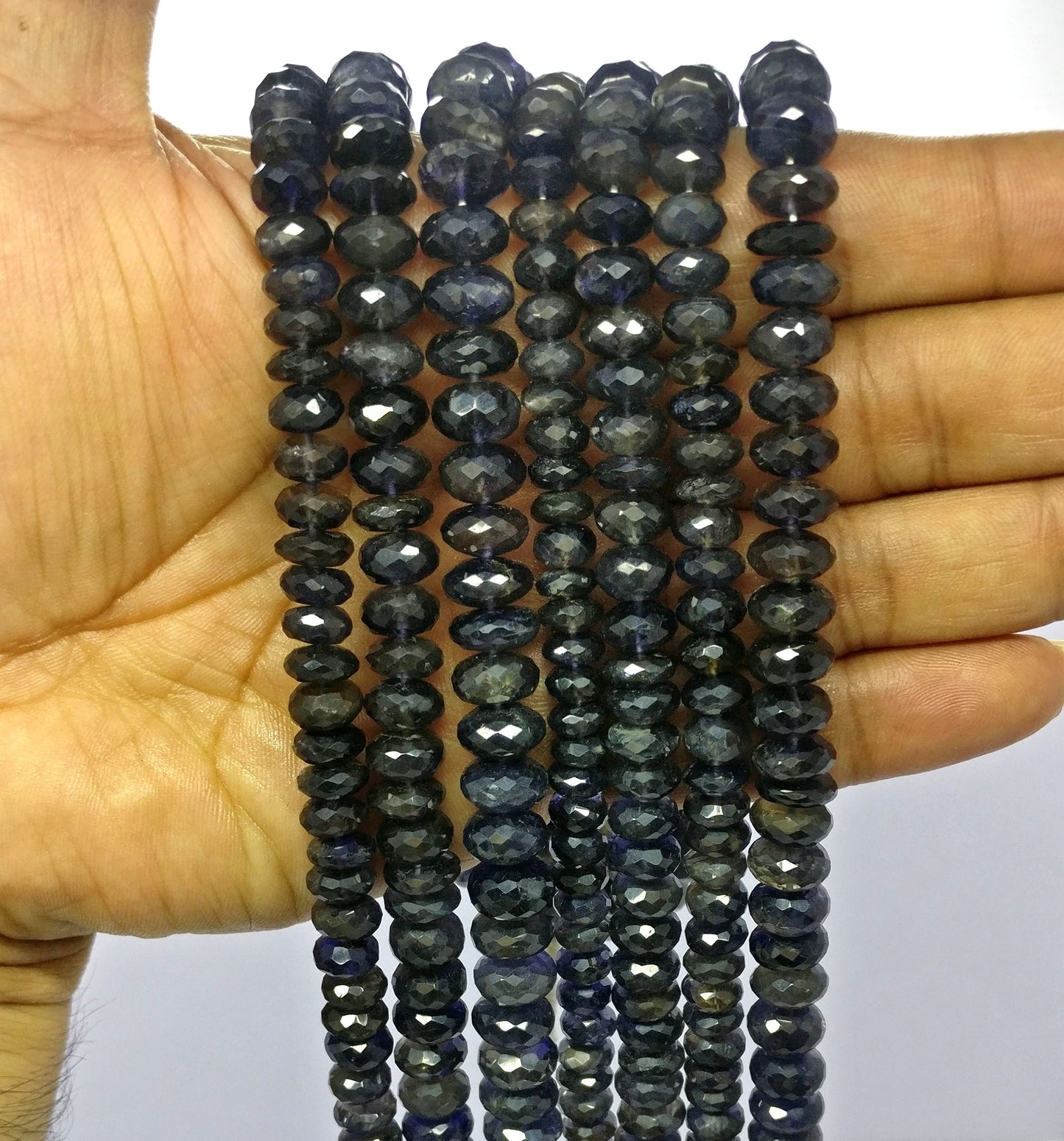 Iolite Faceted Rondelle Beads Dark Blue Iolite Beads Faceted Iolite Rondelle Beads Natural Iolite Beads for Designer Jewelry Making Craft