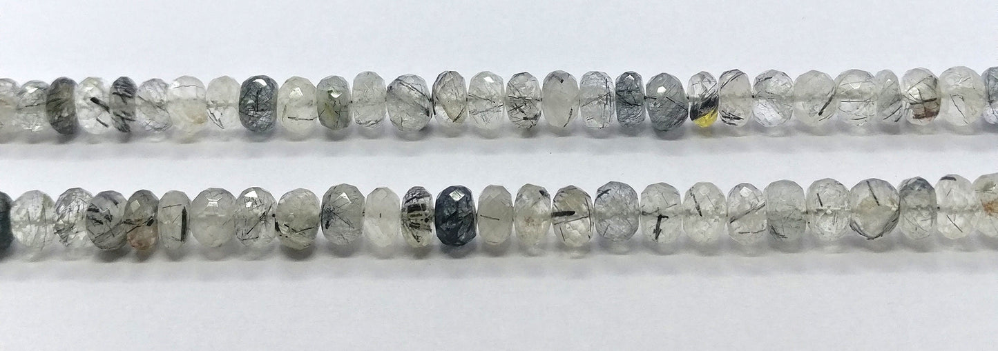 Black Rutile Faceted Rondelle Beads 7.5-8 MM Rutile Rondelle Beads Black Rutile Rondelle Beads for Jewelry Making Craft Gemstone Beads