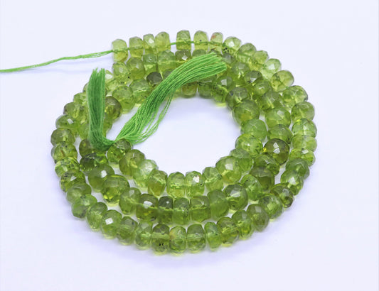 Peridot Faceted Rondelle Beads Natural Peridot 5-6 MM Rondelle Bead 15" Strand for Handmade Designer Jewelry Making Craft & Jewelry Supplies