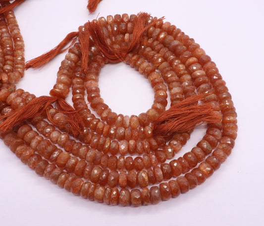 Sunstone Faceted Rondelle Beads Natural Sunstone Rondelle Beads Faceted Sunstone Beads Sunstone Beads for Jewelry Making Necklace & Bracelet