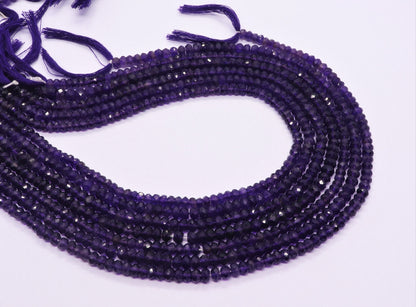 Amethyst Faceted Rondelle Beads African Amethyst Rondelle Beads Natural Faceted Blue Amethyst Rondelle Beads for Jewelry Making Craft