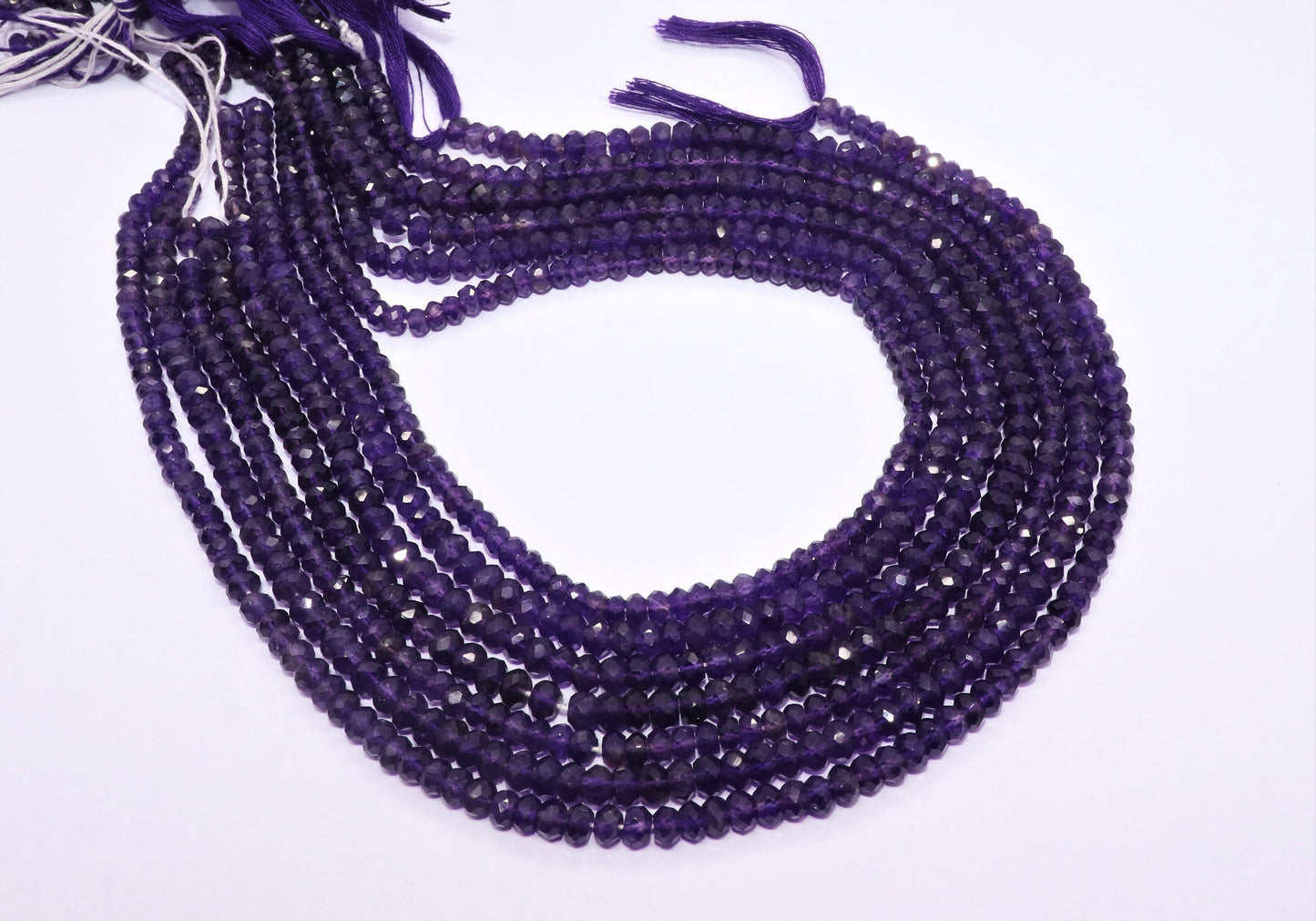 Amethyst Faceted Rondelle Beads African Amethyst Rondelle Beads Natural Faceted Blue Amethyst Rondelle Beads for Jewelry Making Craft