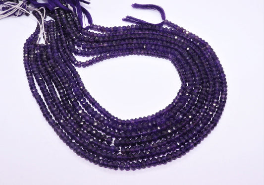 Amethyst Faceted Rondelle Beads African Amethyst Rondelle Beads Natural Faceted Blue Amethyst Rondelle Beads for Jewelry Making Craft