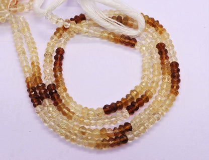 Citrine Shaded Faceted Rondelle Beads Brandy Citrine Rondelle Beads 4-4.5 MM Citrine Rondelle Beads Natural Citrine Beads for Jewelry Making