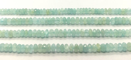 Aquamarine Faceted Rondelle Beads 8-9 MM Natural Aquamarine Rondelle Beads for Handmade Designer Jewelry Necklace & Bracelet Making Craft