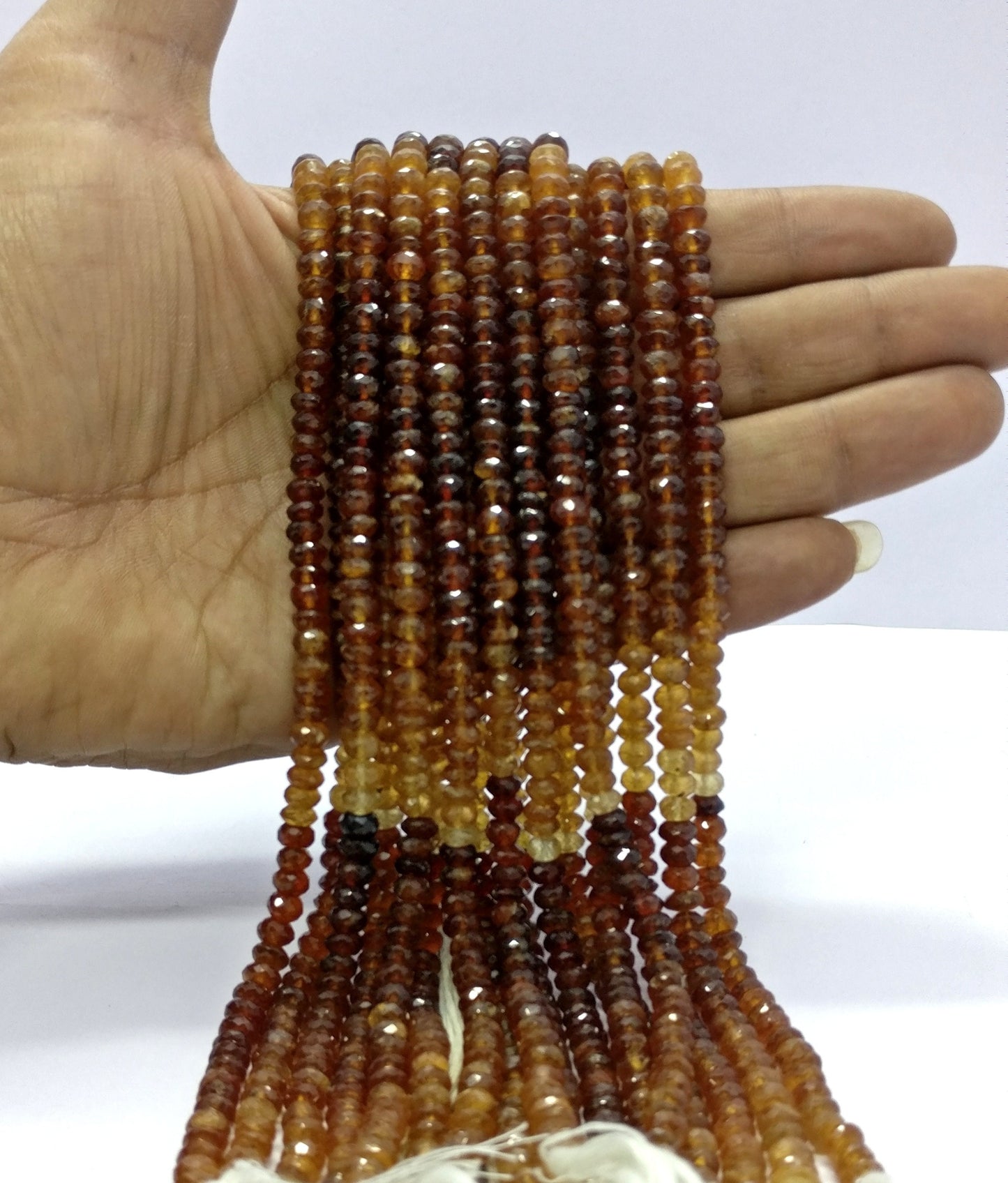 Hessonite Garnet Faceted Rondelle Beads 5.5-6 MM Hessonite Shaded Rondelle Beads Faceted Hessonite Garnet Beads for Jewelry Making Craft