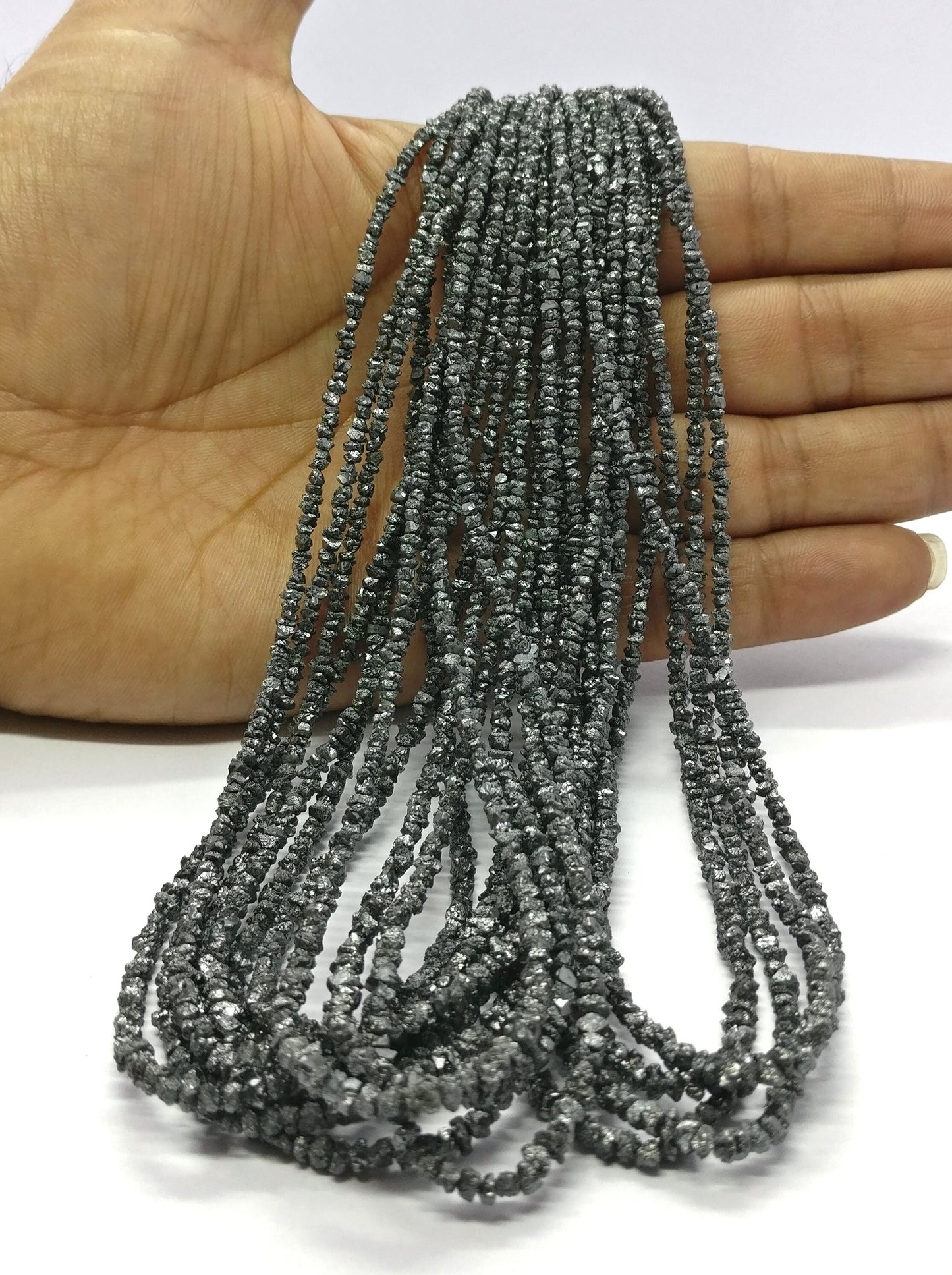 Black Diamond Raw Uncut Beads Natural Black Diamond Beads 2.5-3.5 MM Black Diamond Sparking Raw Uncut Chips Bead for Jewelry Making Necklace