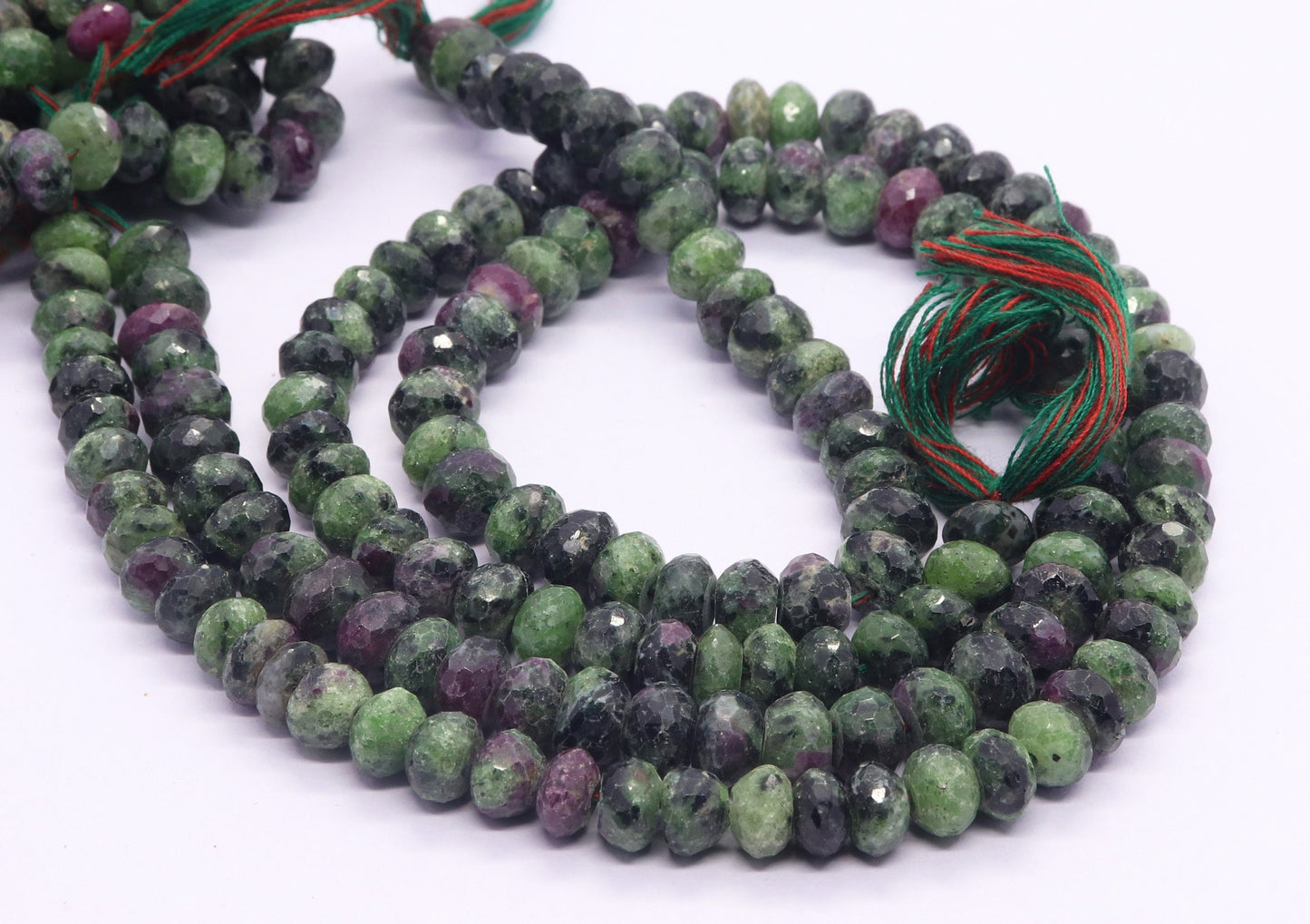 AAA Natural Ruby Zosite Faceted Rondelle Beads, Natural Faceted Ruby Zosite Rondelle Beads, 13 inch Faceted Rondelle Beads Strands