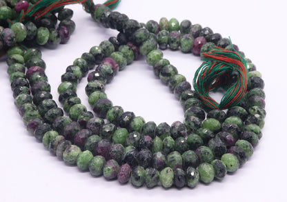 AAA Natural Ruby Zosite Faceted Rondelle Beads, Natural Faceted Ruby Zosite Rondelle Beads, 13 inch Faceted Rondelle Beads Strands
