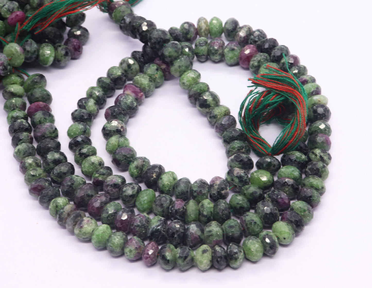 AAA Natural Ruby Zosite Faceted Rondelle Beads, Natural Faceted Ruby Zosite Rondelle Beads, 13 inch Faceted Rondelle Beads Strands