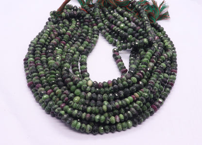 AAA Natural Ruby Zosite Faceted Rondelle Beads, Natural Faceted Ruby Zosite Rondelle Beads, 13 inch Faceted Rondelle Beads Strands