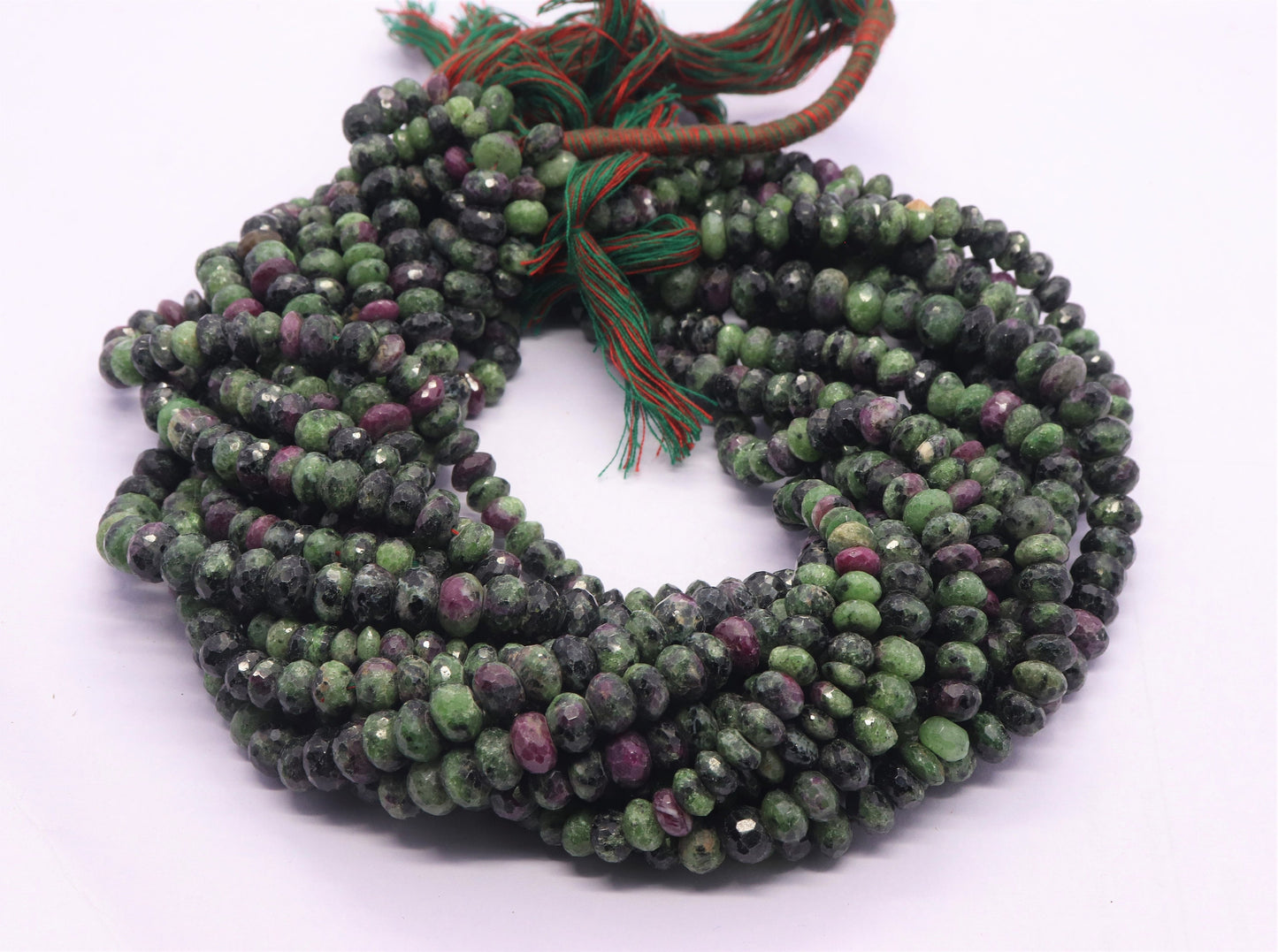 AAA Natural Ruby Zosite Faceted Rondelle Beads, Natural Faceted Ruby Zosite Rondelle Beads, 13 inch Faceted Rondelle Beads Strands