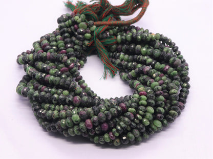 AAA Natural Ruby Zosite Faceted Rondelle Beads, Natural Faceted Ruby Zosite Rondelle Beads, 13 inch Faceted Rondelle Beads Strands