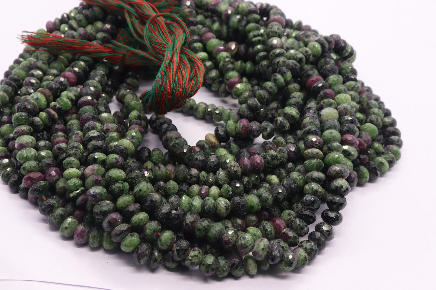 AAA Natural Ruby Zosite Faceted Rondelle Beads, Natural Faceted Ruby Zosite Rondelle Beads, 13 inch Faceted Rondelle Beads Strands