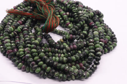 AAA Natural Ruby Zosite Faceted Rondelle Beads, Natural Faceted Ruby Zosite Rondelle Beads, 13 inch Faceted Rondelle Beads Strands