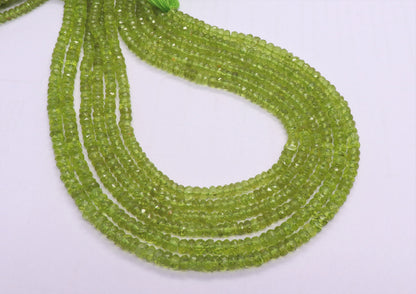 AAA+ Natural Peridot Faceted Rondelle Beads, 4.5-5.5 MM Natural Peridot Rondelle Beads, 13 Inch Parrot Green Peridot Rondelle Beads