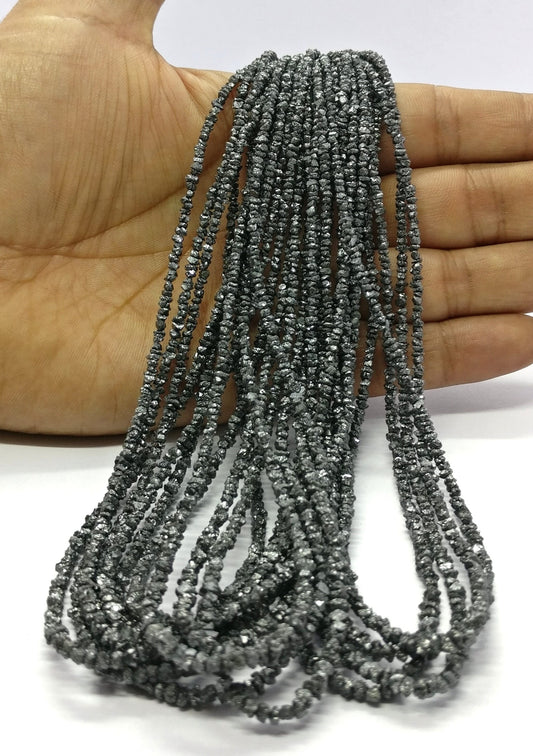 Black Diamond Raw Uncut Beads Natural Black Diamond Beads 2.5-3.5 MM Black Diamond Sparking Raw Uncut Chips Bead for Jewelry Making Necklace