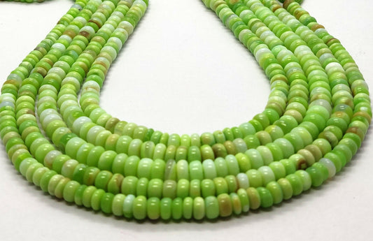 3 Strands Green Opal Rondelle Beads 5-6 MM Green Shaded Opal Smooth Gemstone Rondelle Beads for Handmade Designer Jewelry Craft Bijoux Beads