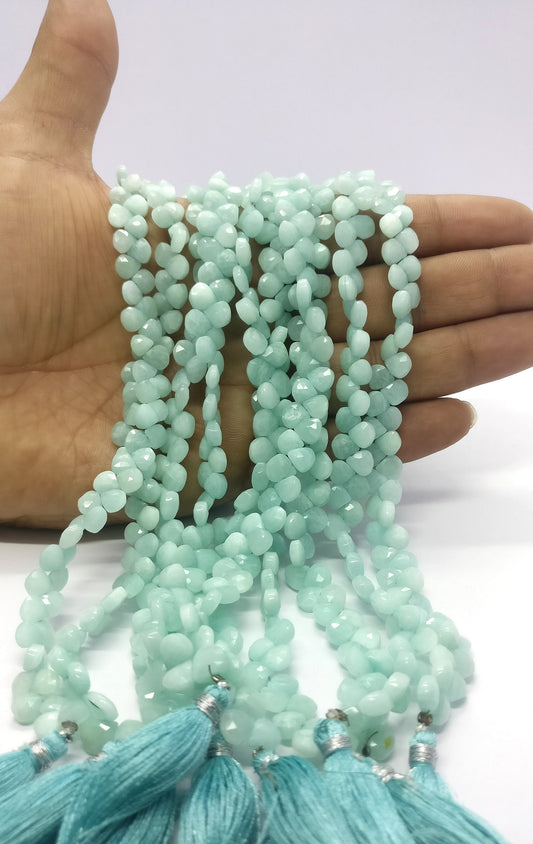 Amazonite Faceted Heart Shape Beads 6-7 MM Natural Amazonite Faceted Briolettes Beads for Designer Jewelry Making Necklace, Pendant & Craft