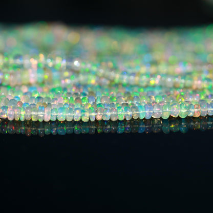 Excellent Quality Ethiopian Opal Smooth Rondelle Bead 4 MM Natural Multi Flash Ethiopian Opal Multi Fire Ethiopian Opal for Designer Jewelry