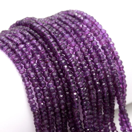 AAA Natural Amethyst Faceted Rondelle Beads 4-5MM Amethyst Gemstone Beads , 13 Inch Blue Amethyst Rondelle Beads | Blue Rondelle Beads