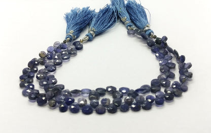 Iolite Faceted Heart Shape Beads Natural Iolite Heart Shape 6 MM Faceted Beads Iolite Briolettes for Jewelry Necklace Pendant Craft Making
