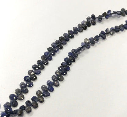 Iolite Faceted Pear Shape Beads Natural Iolite Pear Shape 6x8 MM Beads Faceted Iolite Briolettes for Jewelry Necklace Pendant Making Craft
