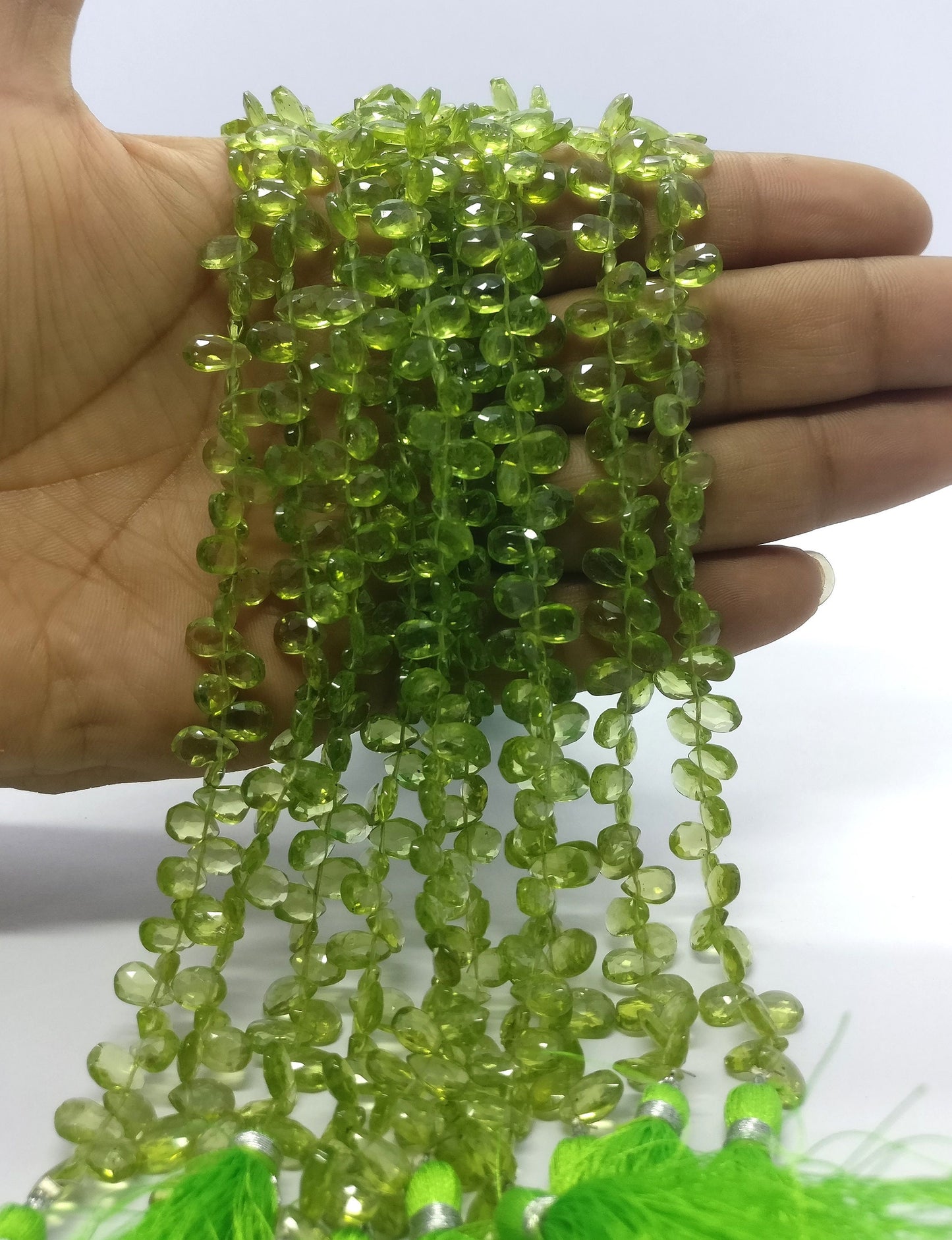 Peridot Pear Shape Beads Natural Peridot 5x7 MM Faceted Pear Briolettes Beads for Designer Jewelry Necklace Bracelet Pendant Making Craft