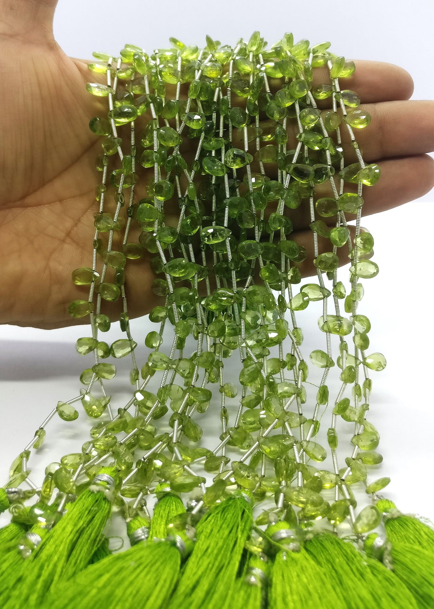 Peridot Pear Beads Natural Deep Green Peridot Briolettes 5x8 MM Faceted Gemstone Beads Peridot for Designer Jewelry Necklace Pendant Making