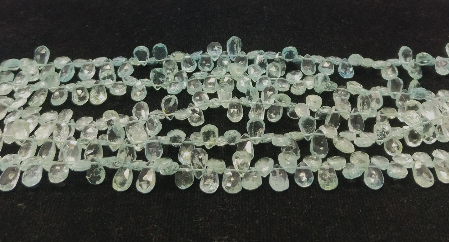 Aquamarine Faceted Pear Shape Beads Natural Aquamarine Pear Shape 5x MM Briolettes for Designer Jewelry Necklace Pendant Earrings Making