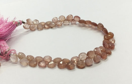 Strawberry Faceted Heart Shape Beads Pink Strawberry Heart Shape 6-7 MM Briolettes for Designer Handmade Jewelry Necklace Earrings Making