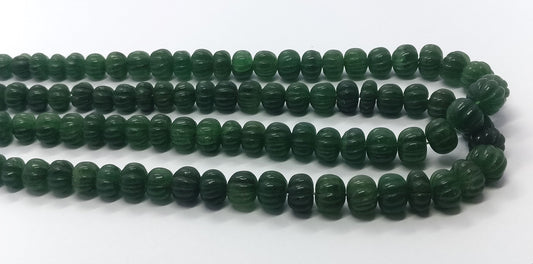 Green Strawberry Pumpkin Carved Beads Natural Deep Green Strawberry Watermelon Curved 9-12 MM Rondelle Beads for Handmade Designer Jewelry