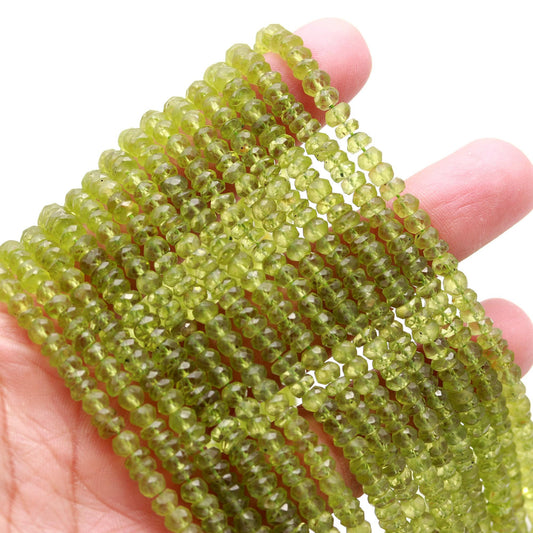 Peridot Faceted Rondelle Beads Natural Green Peridot 4-5 MM Beads Parrot Peridot Beads for Designer Jewelry Making Necklace Bracelet Craft