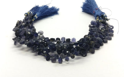 Iolite Faceted Pear Shape Beads Natural Iolite Pear Shape 6x8 MM Beads Faceted Iolite Briolettes for Jewelry Necklace Pendant Making Craft