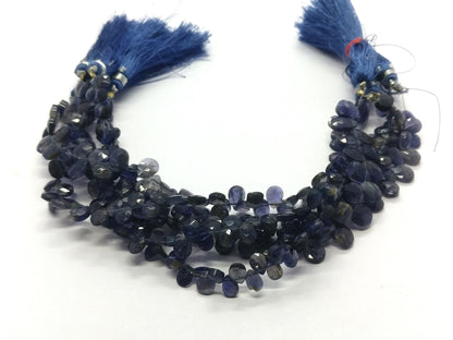 Iolite Faceted Pear Shape Beads Natural Iolite Pear Shape 6x8 MM Beads Faceted Iolite Briolettes for Jewelry Necklace Pendant Making Craft