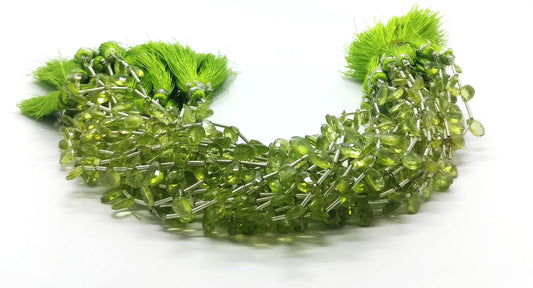 Peridot Pear Beads Natural Deep Green Peridot Briolettes 5x8 MM Faceted Gemstone Beads Peridot for Designer Jewelry Necklace Pendant Making