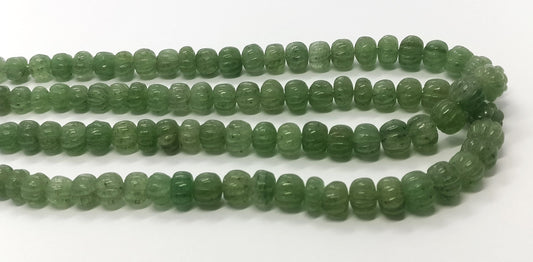 Strawberry Pumpkin Carved Beads Natural Green Strawberry Watermelon Hand Curved 9-11 MM Rondelle Beads for Handmade Designer Jewelry Making