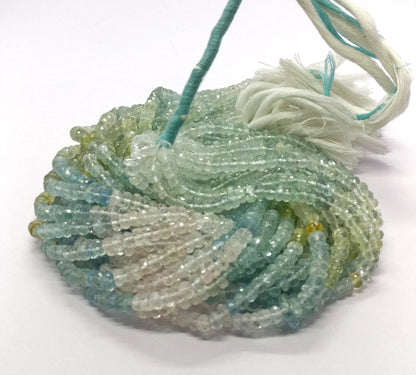 Multi Aquamarine Faceted Rondelle Beads 5-6 MM Natural Multi Aquamarine Top Quality Rondelle Bead for Handmade Designer Jewelry Making Craft