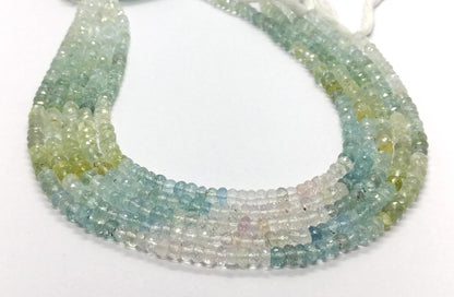 Multi Aquamarine Faceted Rondelle Beads 5-6 MM Natural Multi Aquamarine Top Quality Rondelle Bead for Handmade Designer Jewelry Making Craft