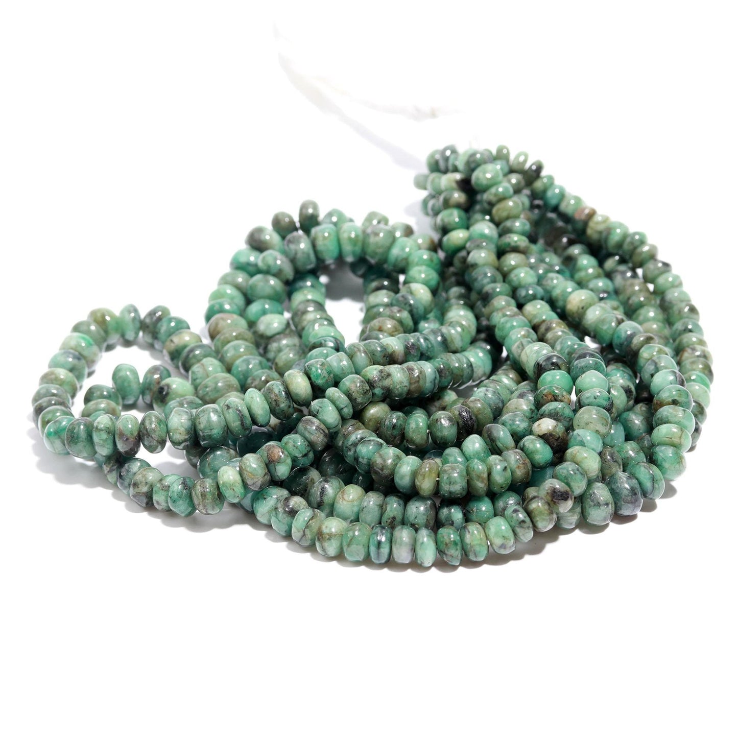 Emerald Smooth Beads 7-8 MM Natural Emerald Smooth Rondelle Sakota Emerald Rondelle 16" Strand for Handmade Designer Jewelry Craft Making